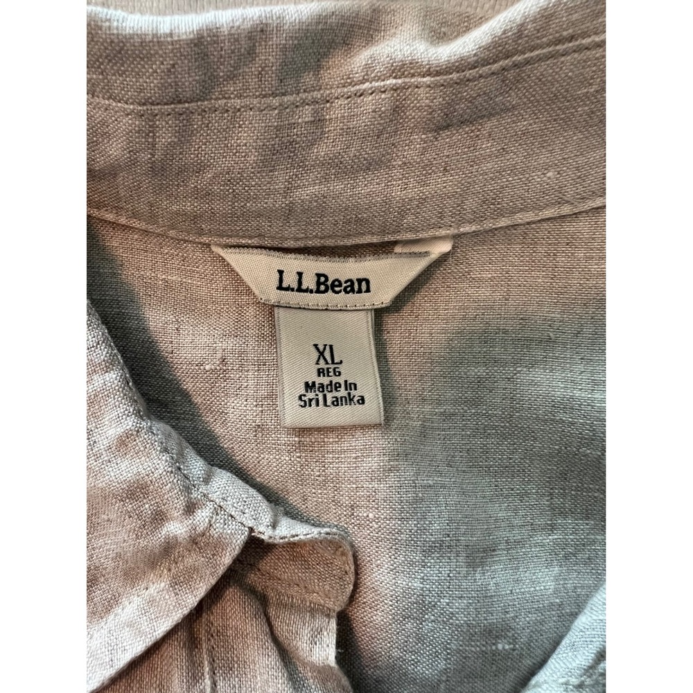 L.L.Bean Women's Beige Linen Long Sleeve Button Down Basic Shirt Top, XL - Picture 5 of 8